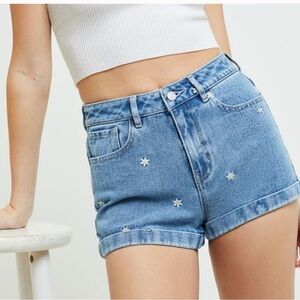 Pacsun Denim Raining Daisy 100% Cotton Mom Shorts Blue 26